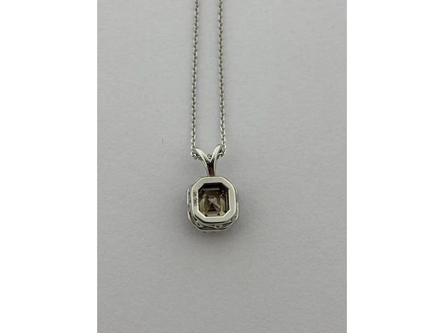 Witgouden collier met diamanten en fancy diamant, witgoud - afbeelding 9 van  13