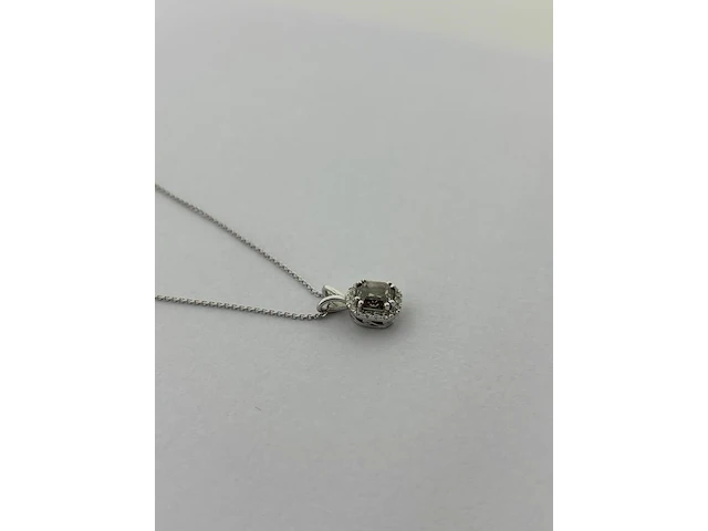 Witgouden collier met diamanten en fancy diamant, witgoud - afbeelding 11 van  13