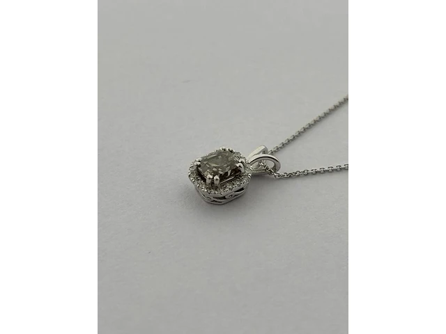 Witgouden collier met diamanten en fancy diamant, witgoud - afbeelding 12 van  13