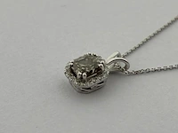 Witgouden collier met diamanten en fancy diamant, witgoud - afbeelding 12 van  13
