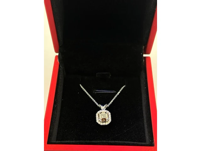 Witgouden collier met diamanten en fancy diamant, witgoud - afbeelding 13 van  13