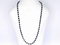 Witgouden collier met diamanten en saffier - afbeelding 3 van  10