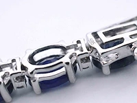 Witgouden collier met diamanten en saffier - afbeelding 9 van  10