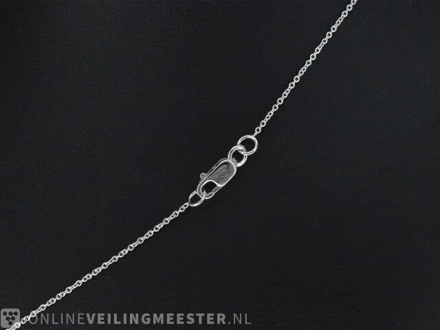 Witgouden collier met diamanten hanger klaver vier - afbeelding 5 van  7