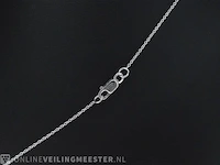 Witgouden collier met diamanten hanger klaver vier - afbeelding 5 van  7