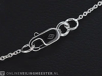 Witgouden collier met diamanten hanger klaver vier - afbeelding 6 van  7