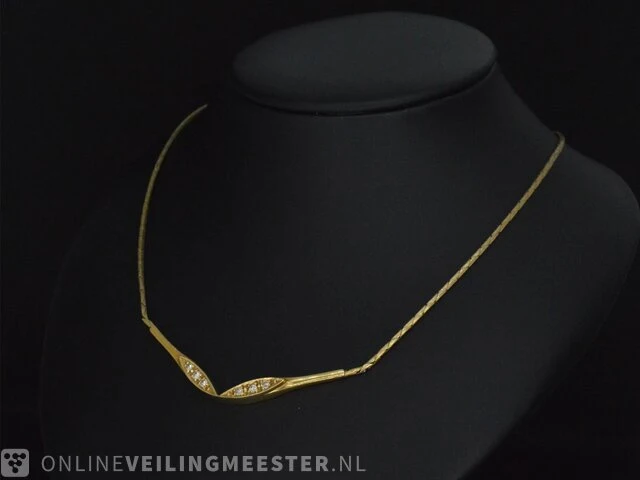 Witgouden collier met diamanten - afbeelding 4 van  6