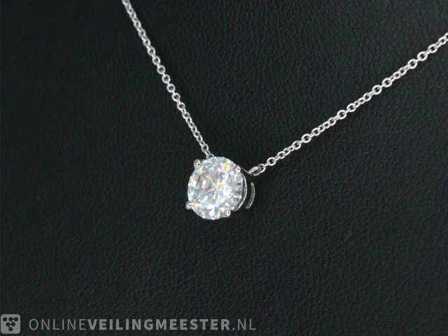 Witgouden collier met een diamant van 0.70 carat - afbeelding 3 van  7