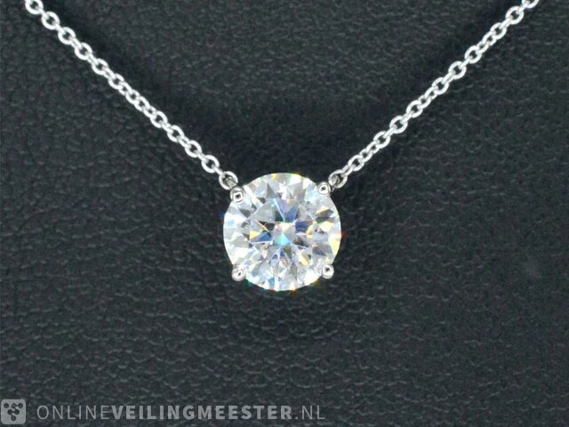 Witgouden collier met een diamant van 0.70 carat - afbeelding 4 van  7