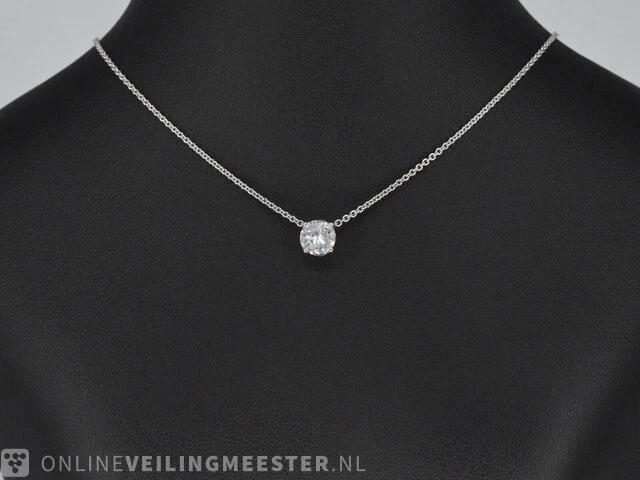 Witgouden collier met een diamant van 1.00 carat - afbeelding 5 van  7