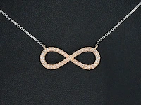 Witgouden collier met een rosegouden diamanten infinity hanger - afbeelding 1 van  9