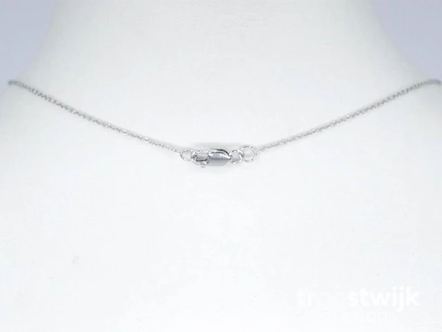 Witgouden collier met multi colour saffieren en diamanten in een rij gezet - afbeelding 4 van  6
