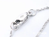 Witgouden collier met multi colour saffieren en diamanten in een rij gezet - afbeelding 6 van  6