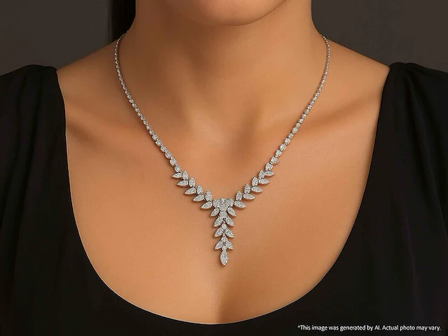 Witgouden collier met natuurlijke diamanten 4.00 carat - afbeelding 9 van  10