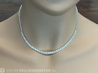 Witgouden collier met witte natuurlijke briljant geslepen diamanten van hoge kwaliteit - afbeelding 1 van  7