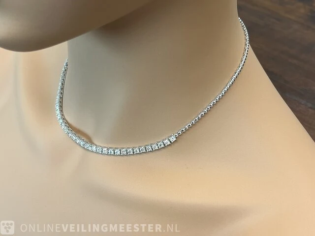 Witgouden collier met witte natuurlijke briljant geslepen diamanten van hoge kwaliteit - afbeelding 2 van  7