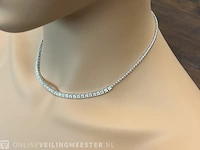 Witgouden collier met witte natuurlijke briljant geslepen diamanten van hoge kwaliteit - afbeelding 2 van  7