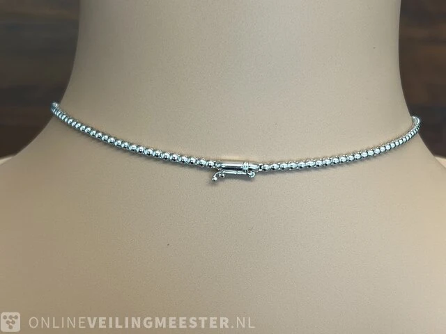 Witgouden collier met witte natuurlijke briljant geslepen diamanten van hoge kwaliteit - afbeelding 3 van  7