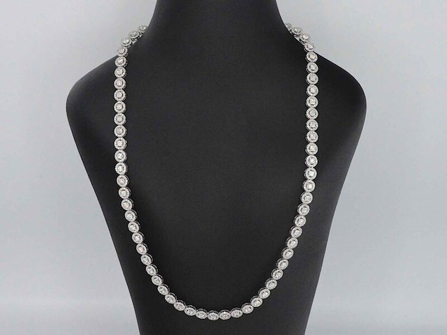 Witgouden collier volledig met diamanten 13.00 carat - afbeelding 2 van  8