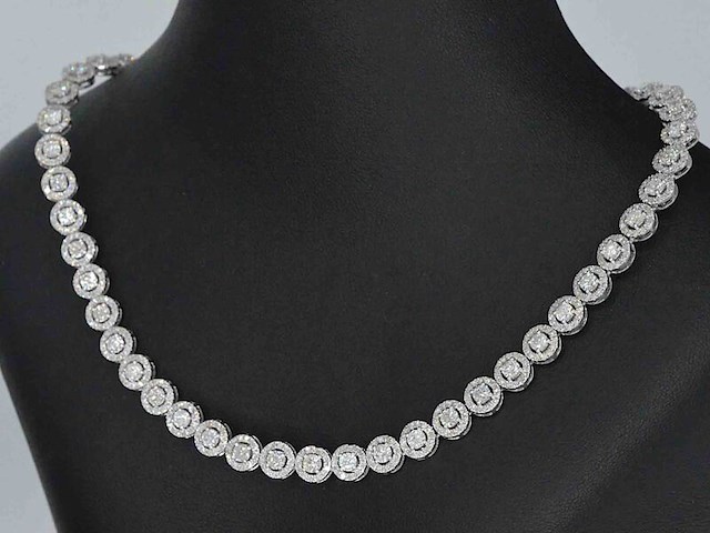 Witgouden collier volledig met diamanten 13.00 carat - afbeelding 3 van  8