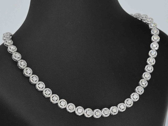 Witgouden collier volledig met diamanten 13.00 carat - afbeelding 4 van  8