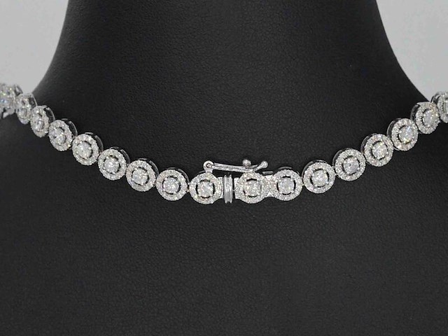 Witgouden collier volledig met diamanten 13.00 carat - afbeelding 5 van  8