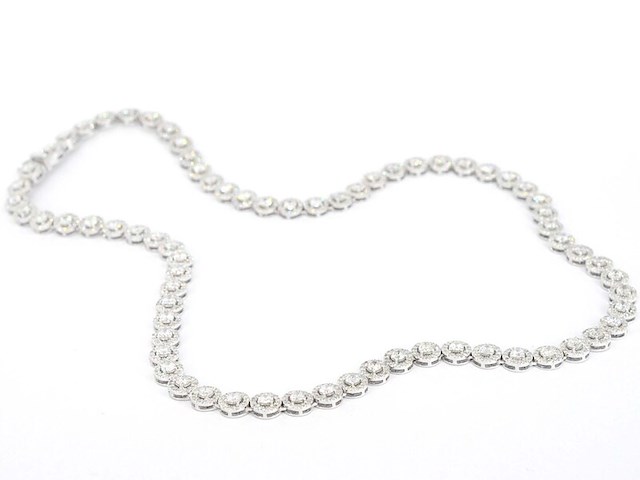 Witgouden collier volledig met diamanten 13.00 carat - afbeelding 6 van  8