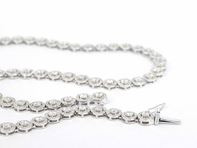 Witgouden collier volledig met diamanten 13.00 carat - afbeelding 8 van  8