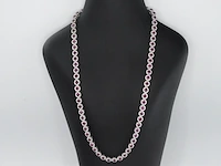 Witgouden collier volledig met witte diamanten en robijnen 15.00 carat - afbeelding 2 van  11