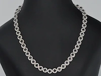 Witgouden collier volledig met witte en zwarte diamanten 14.00 carat - afbeelding 1 van  9