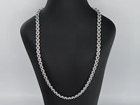 Witgouden collier volledig met witte en zwarte diamanten 14.00 carat - afbeelding 2 van  9