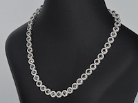 Witgouden collier volledig met witte en zwarte diamanten 14.00 carat - afbeelding 3 van  9