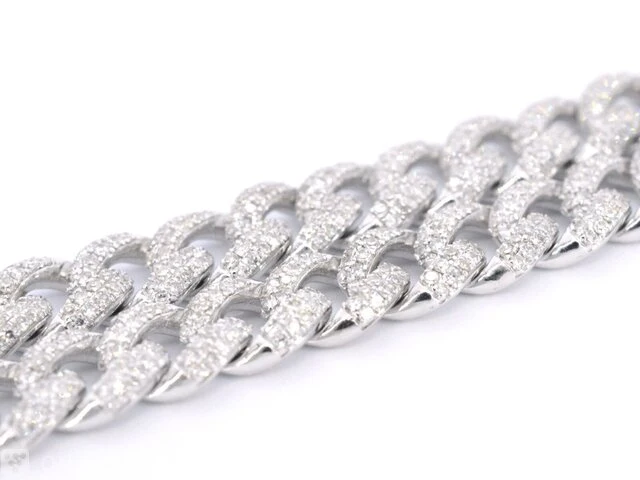 Witgouden cuban ketting vol met diamanten 8.50 carat - afbeelding 7 van  10