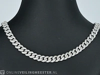 Witgouden cuban ketting vol met diamanten 8.50 carat - afbeelding 1 van  11