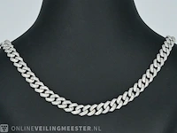 Witgouden cuban ketting vol met diamanten 8.50 carat - afbeelding 2 van  11