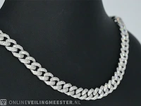 Witgouden cuban ketting vol met diamanten 8.50 carat - afbeelding 4 van  11