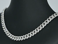 Witgouden cuban ketting vol met diamanten 8.50 carat - afbeelding 5 van  11