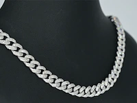 Witgouden cuban ketting vol met diamanten 8.50 carat - afbeelding 6 van  11