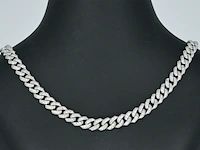 Witgouden cuban ketting vol met diamanten 8.50 carat - afbeelding 7 van  11