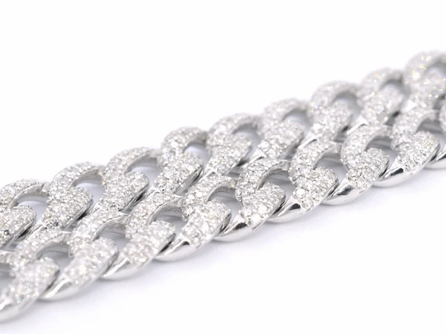 Witgouden cuban ketting vol met diamanten 8.50 carat - afbeelding 8 van  11