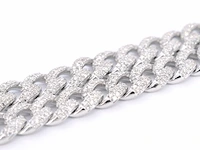 Witgouden cuban ketting vol met diamanten 8.50 carat - afbeelding 8 van  11