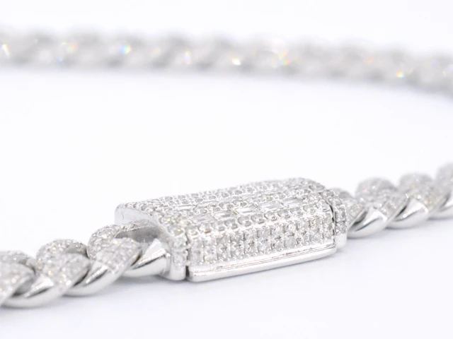 Witgouden cuban ketting vol met diamanten 8.50 carat - afbeelding 9 van  11