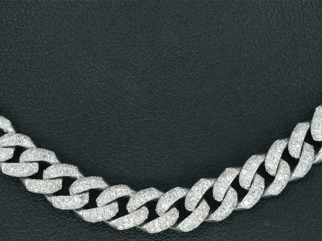 Witgouden cuban ketting vol met diamanten 8.50 carat - afbeelding 10 van  11