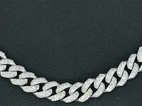 Witgouden cuban ketting vol met diamanten 8.50 carat - afbeelding 10 van  11