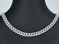 Witgouden cuban ketting vol met diamanten 8.50 carat