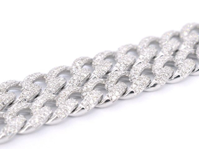 Witgouden cuban ketting vol met diamanten 8.50 carat - afbeelding 9 van  12