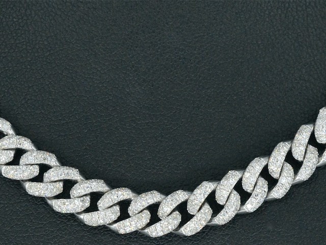 Witgouden cuban ketting vol met diamanten 8.50 carat - afbeelding 11 van  12