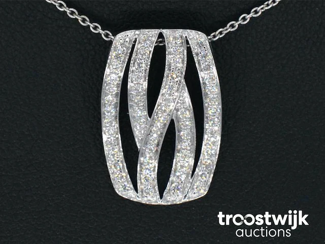 Witgouden design hanger met briljanten diamanten - afbeelding 1 van  7