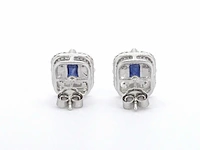 Witgouden design oorbellen met diamanten en saffier - afbeelding 5 van  9
