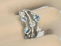Witgouden design ring met aquamarijn en diamant - afbeelding 4 van  11